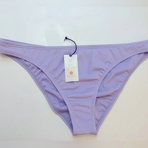 Shade And Shore Low‎ Rise High Leg Bikini Bottoms Extra Cheeky Purple NWT XL - Picture 1 of 10